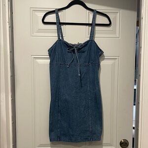 PacSun Blue Denim Tie-Front Mini Dress